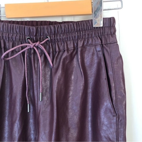 Dynamite High Waisted Faux Leather Burgundy Sacha Joggers XS - Picture 2 of 6
